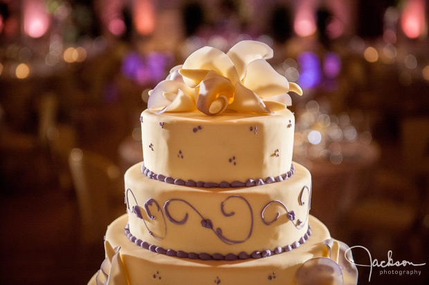 purple yellow wedding cake topper