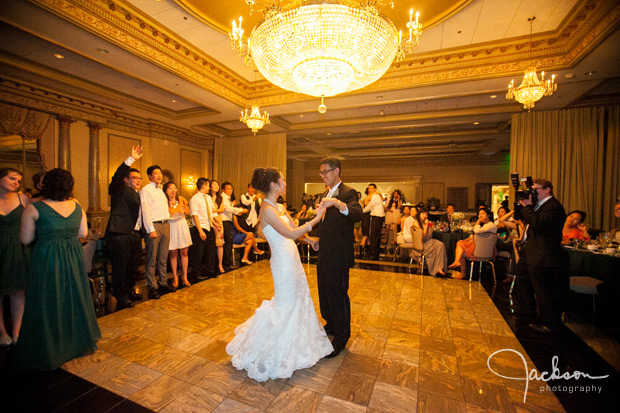 bride and groom dancing at the reception