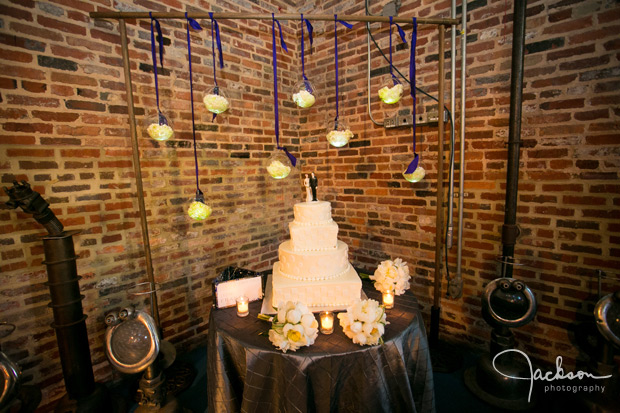 wedding cake in corner of AVAM barn