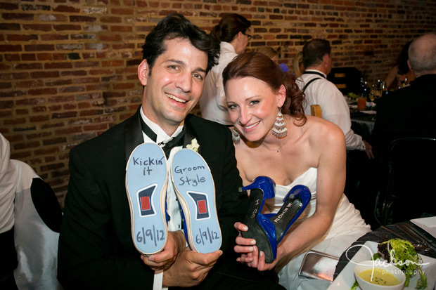 groom with custom blue converse sneakers