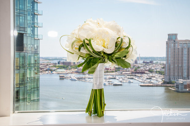 white and green rose bouquet