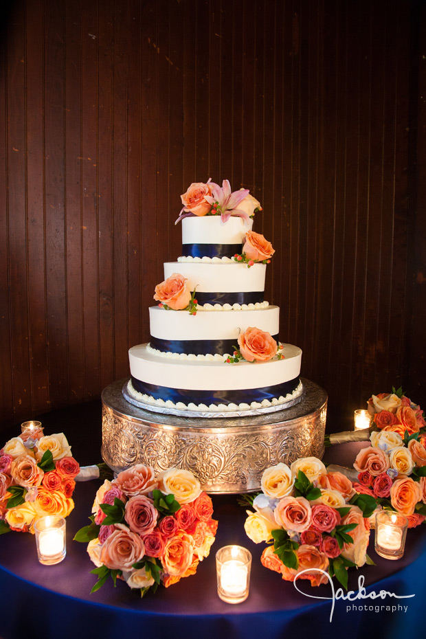 blue white and orange cake