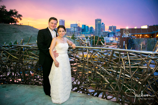 bride and groom in the bird's nest of AVAM in Baltimore