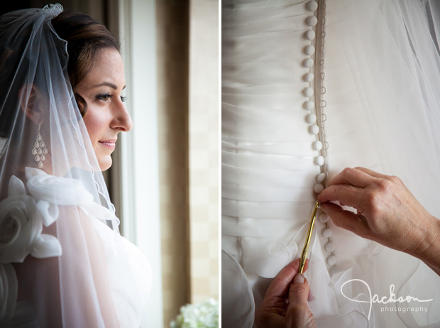 buttoning the brides dress