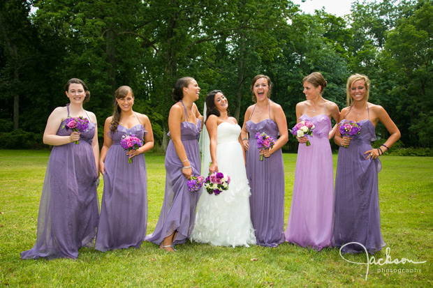 bride and bridesmaids purple dresses