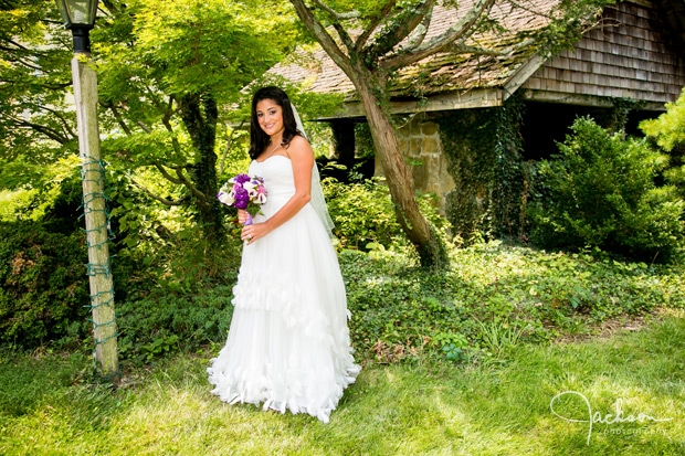 Bride outside of home