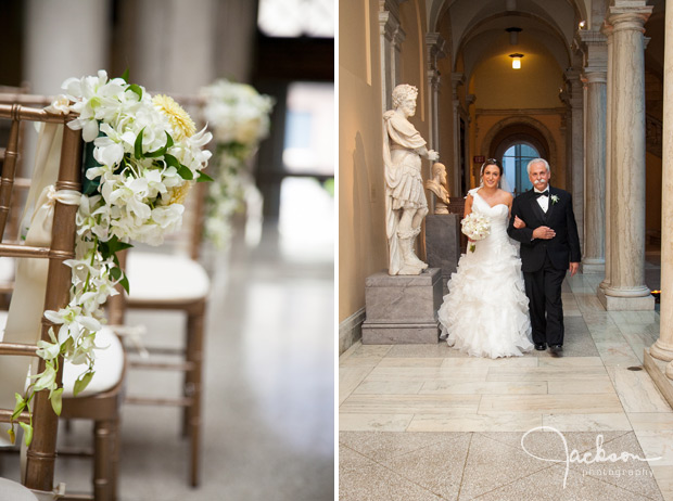 bride and father walking down walters hallway