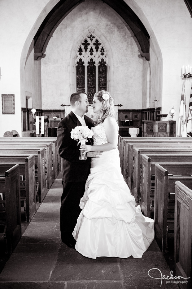 bride and groom formal in the aisle St. John's Episcopal