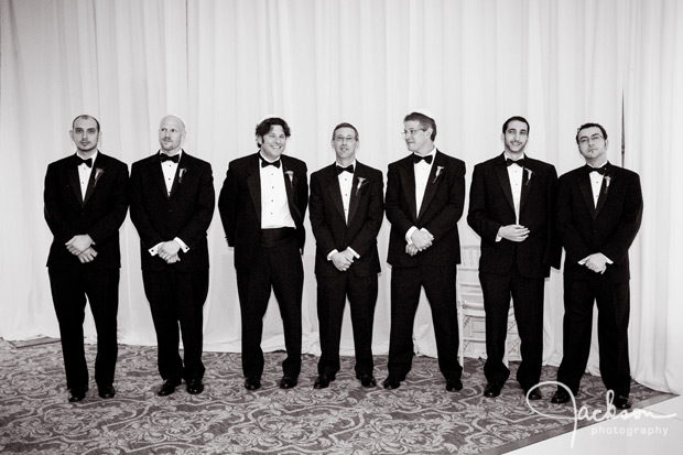 seven groomsmen at the ceremony