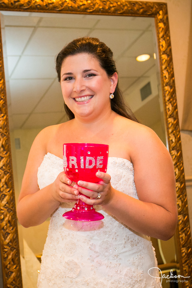 bride with neon pink BRIDE goblet
