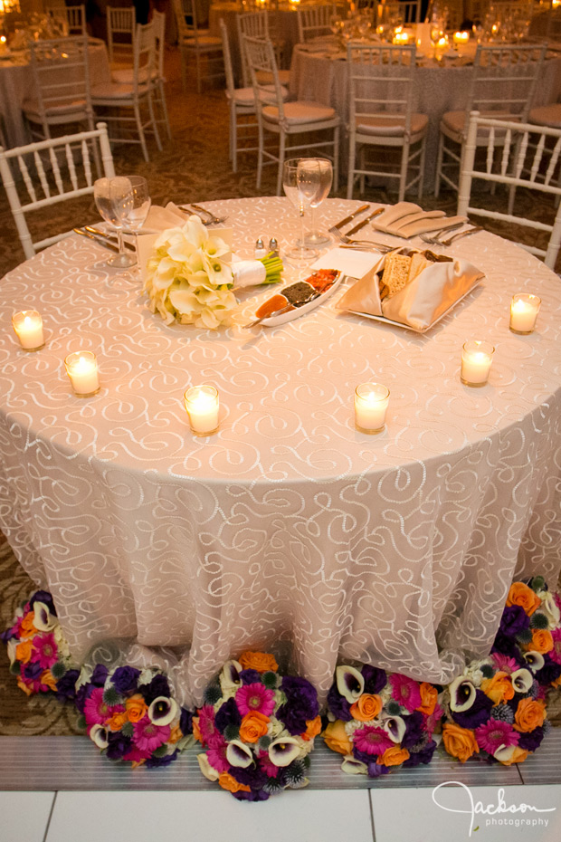 bridal table white swirls