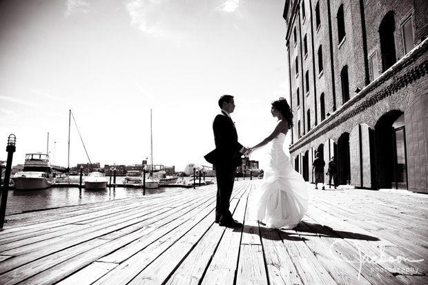 wedding couple at fells point pier