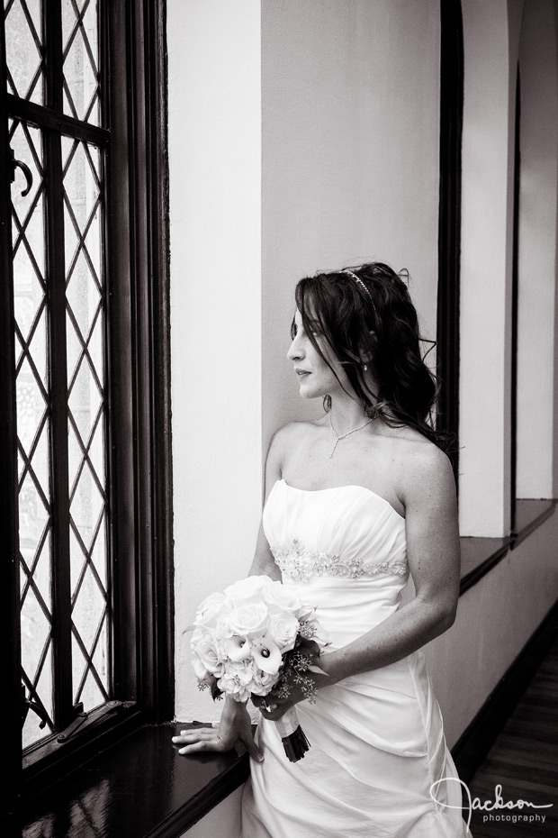bride looking out chase court window