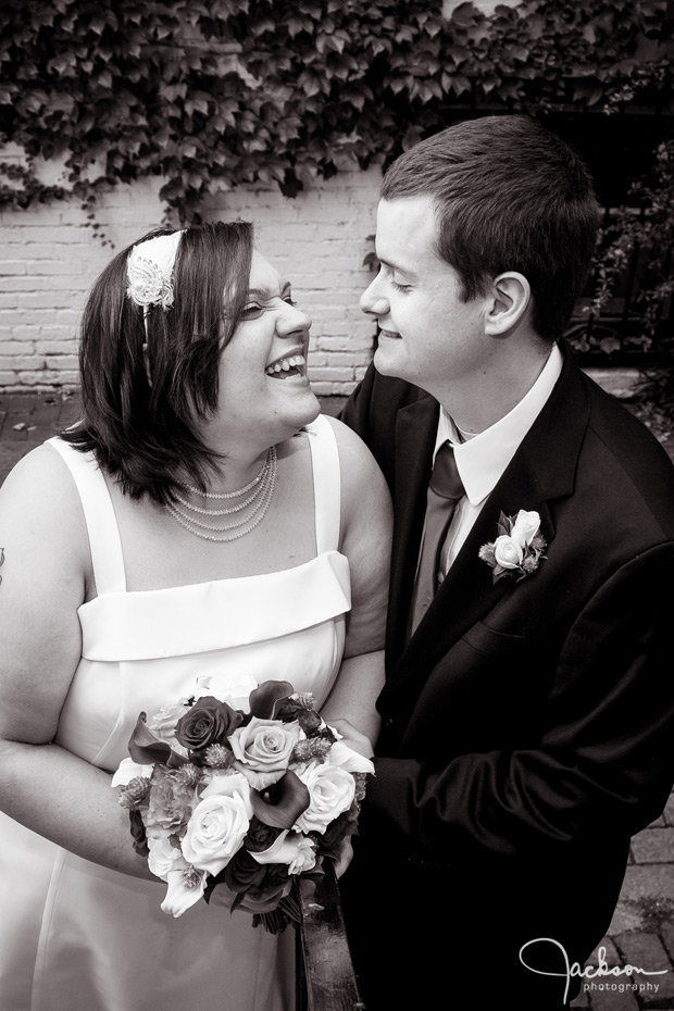 bride laughing with groom