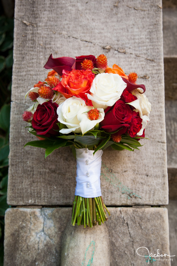 red yellow white bridal bouquet