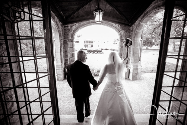 bride and groom leaving maryvale castle