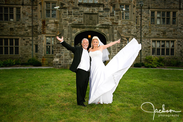 bride flipping her dress