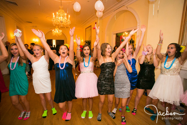 mitzvah girl dancing with friends