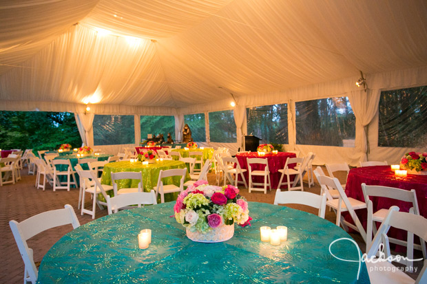 mitzvah party tables in blue