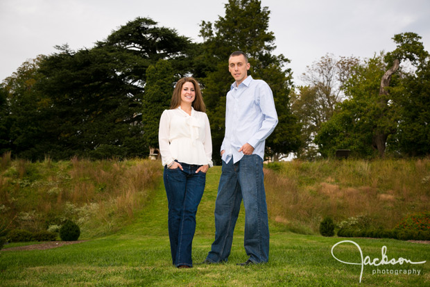 couple engaged on terraced garden