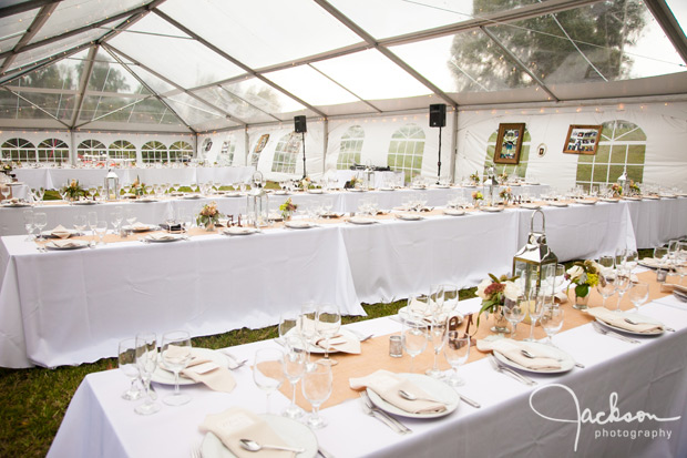 wedding reception under clear top tent