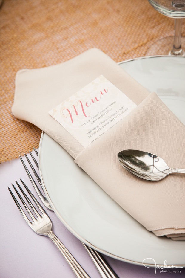 detail of menu at reception