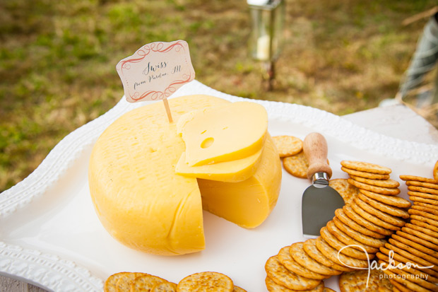 cheese table at wedding reception