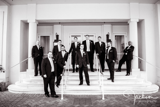 groom and groomsmen in black and white