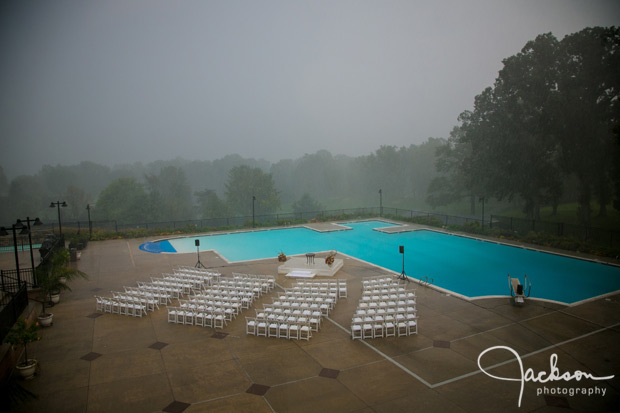 rain soaked ceremony site