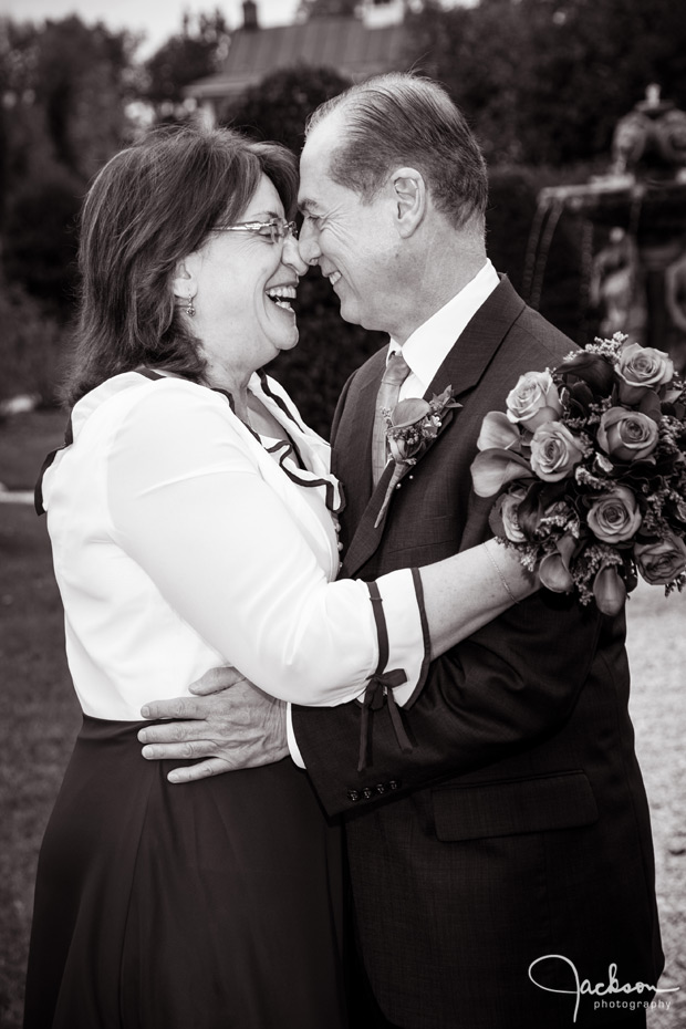 portrait of bride and groom in black and white