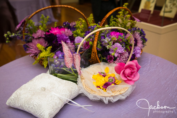 ring pillow and flower girl yellow petal basket