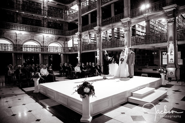 large stage for peabody wedding ceremony