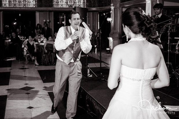 groom singing to bride