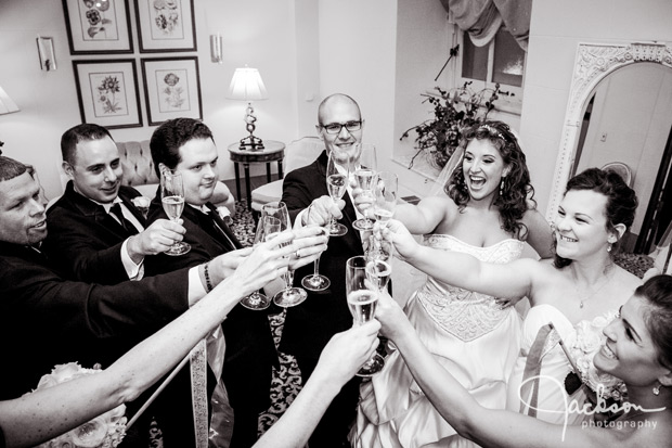 bridal party celebrating after ceremony