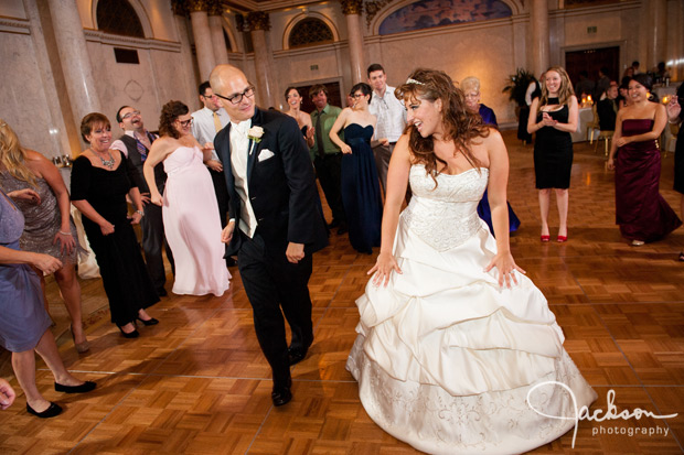 bride and groom dancing