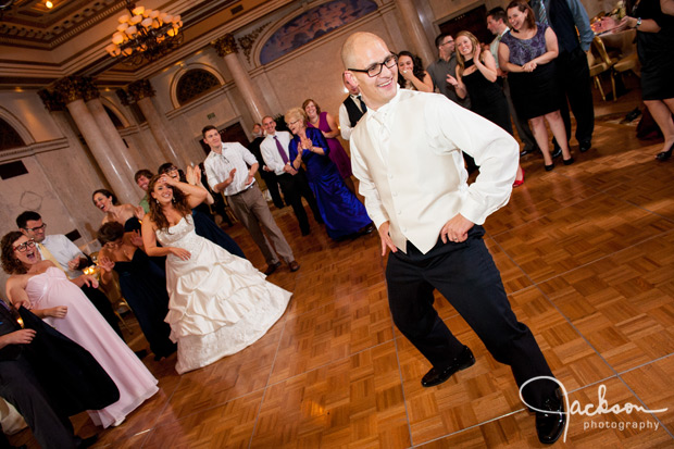 bride and groom dancing to gangnam style