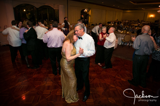 father and wife dancing at ceremony