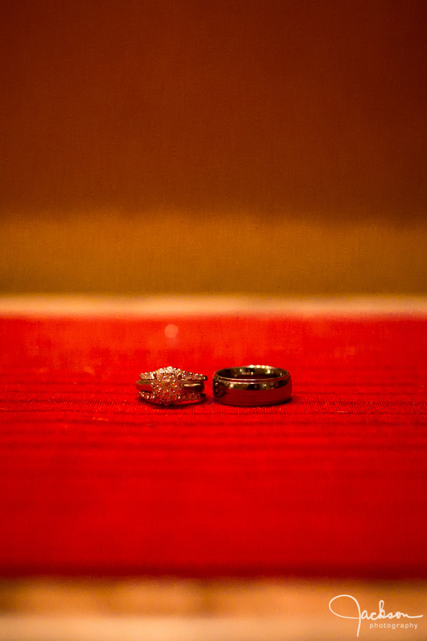 wedding rings on red fabric rothko 
